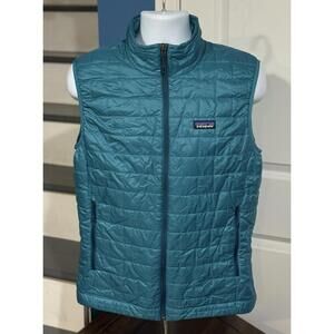 Men's Size Medium Patagonia Nano Puff Vest Full Zip Insulated Belay Blue Jacket!